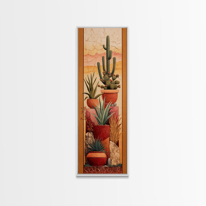 Cactus and Agave Framed Canvas Print, Patio Art, Western Decor, Patio Decor, Fine Art, Outdoor, Floral Art, Lake House Decor, PAT-1x3-64