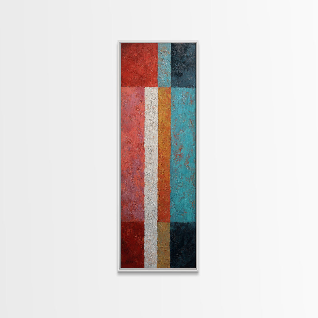 Bright Coral and Turquoise Abstract for Outdoors Canvas Print, Patio Art, Metal Art, Patio Decor, Abstract Art, Outdoor, PAT-1x3-72