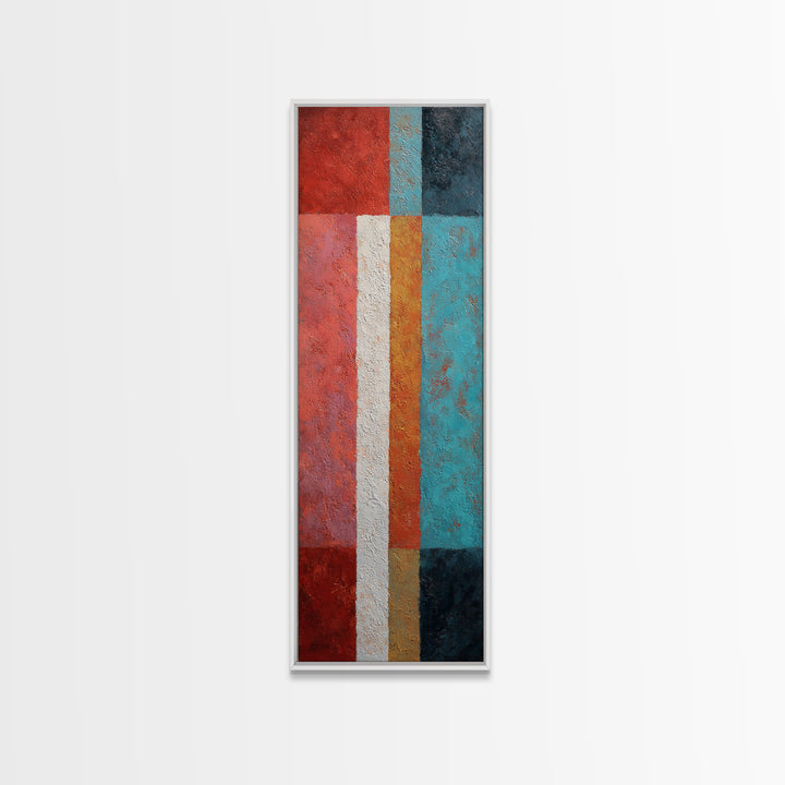 Bright Coral and Turquoise Abstract for Outdoors Canvas Print, Patio Art, Metal Art, Patio Decor, Abstract Art, Outdoor, PAT-1x3-72
