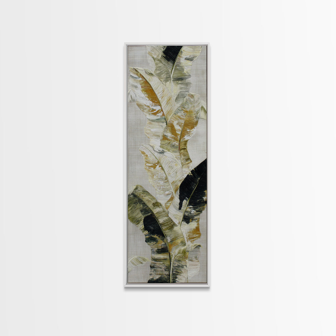 Banana Leaves with Rain Drop Details Framed Canvas Print, Patio Art, Outdoor Wall Decor, Patio Decor, Oil Painting, Outdoor, PAT-1x3-76