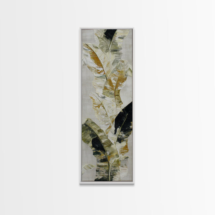Banana Leaves with Rain Drop Details Framed Canvas Print, Patio Art, Outdoor Wall Decor, Patio Decor, Oil Painting, Outdoor, PAT-1x3-76