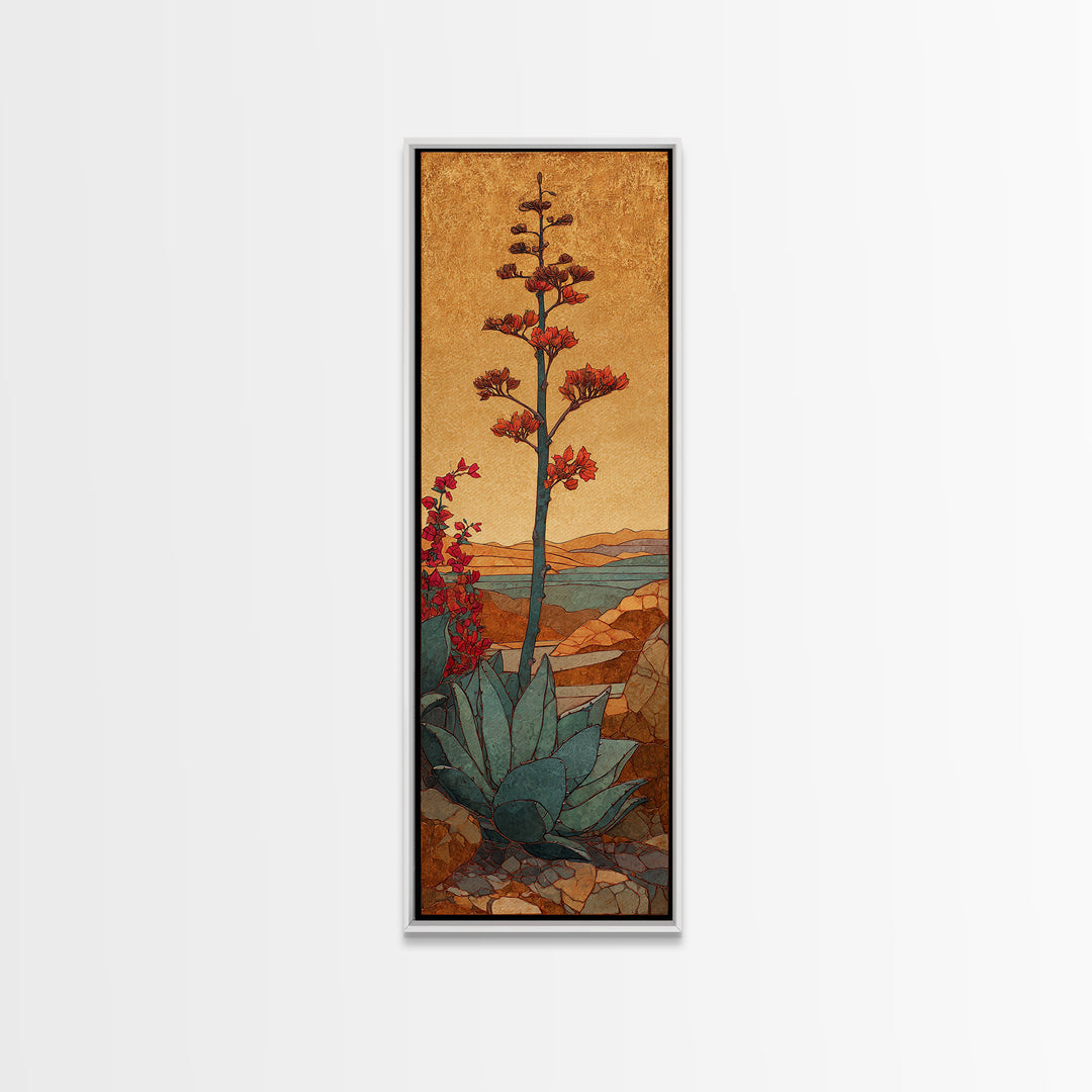 Desert Patio Agave and Bougainvillea Canvas Print, Patio Art, Art Print, Patio Decor, Fine Art, Outdoor, Garden Decor, PAT-1x3-77