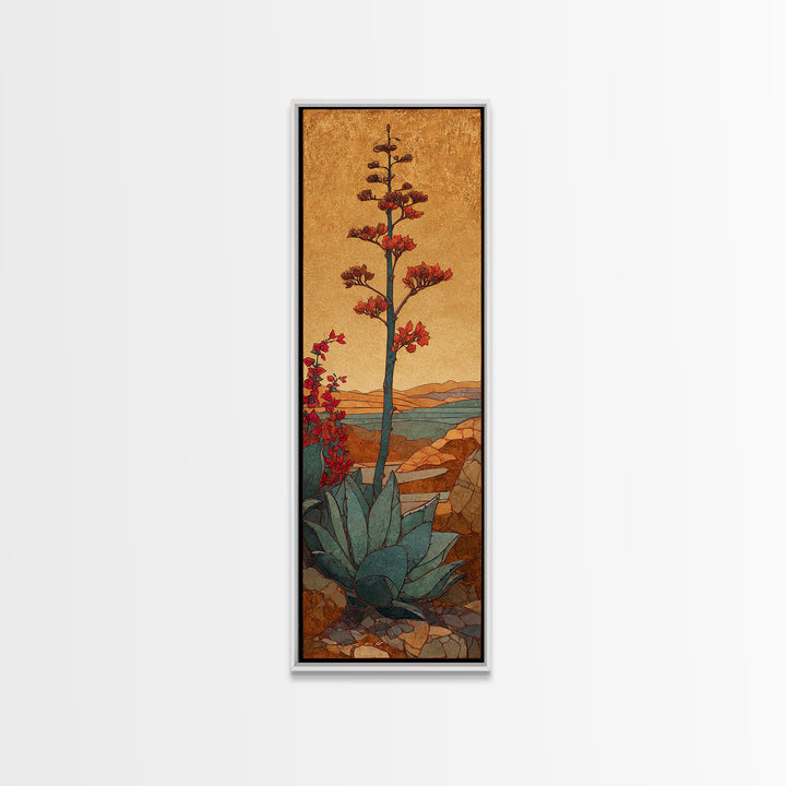 Desert Patio Agave and Bougainvillea Canvas Print, Patio Art, Art Print, Patio Decor, Fine Art, Outdoor, Garden Decor, PAT-1x3-77