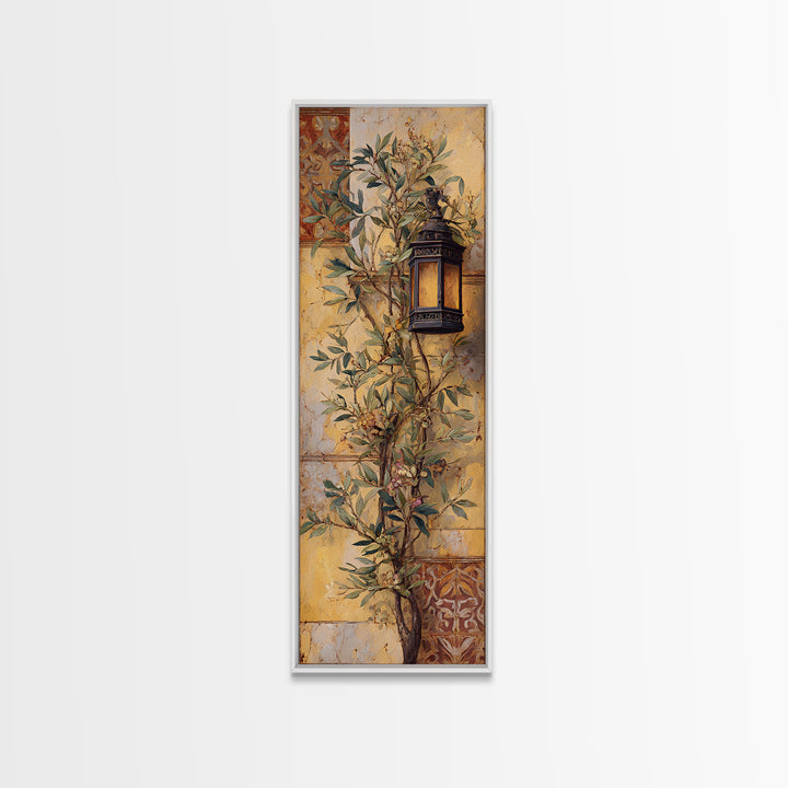 Olive Branch Wreath on Warm Plaster Canvas Print, Patio Art, Minimalist Decor, Patio Decor, Fine Art, Outdoor, Yard Art, PAT-1x3-93
