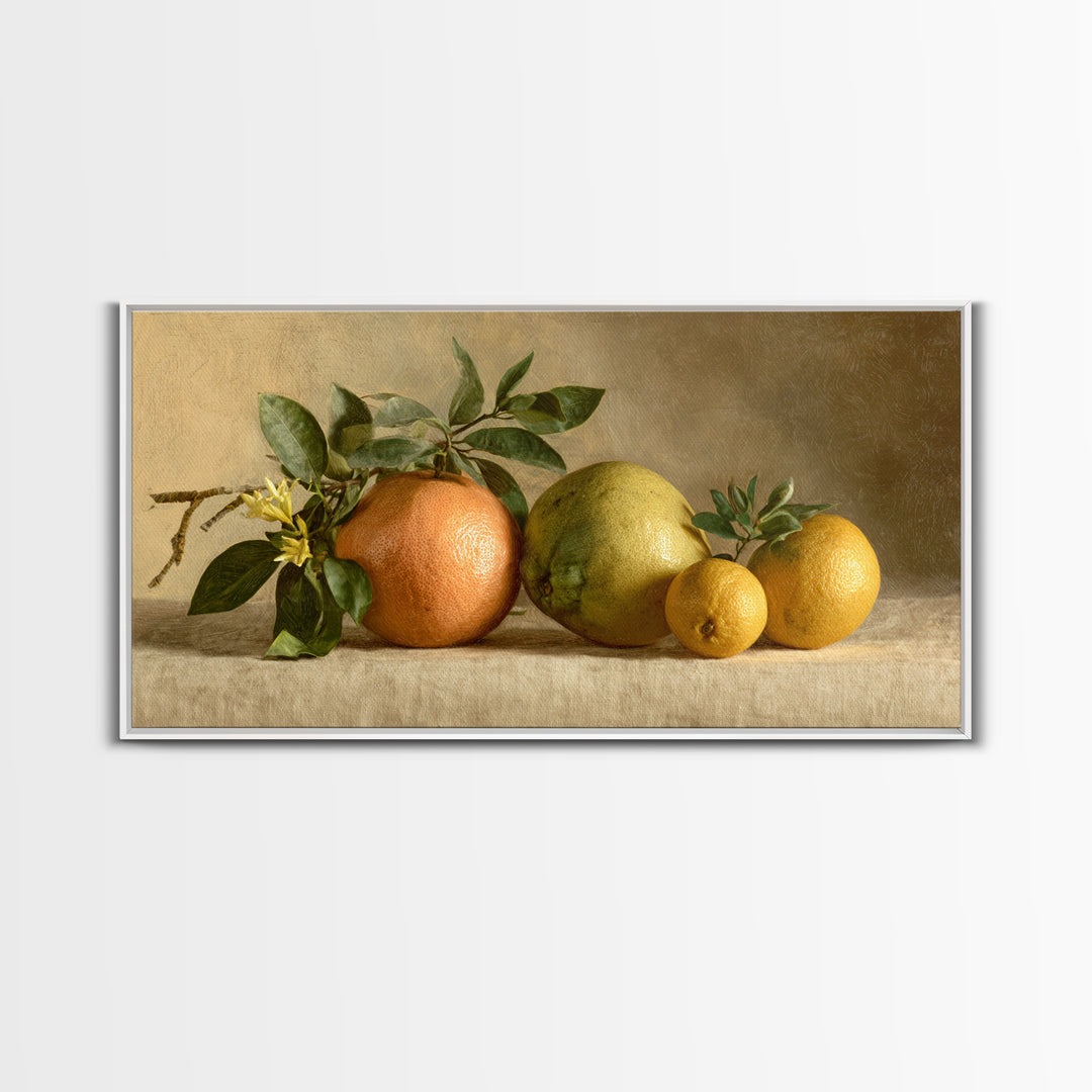 Outdoor Citrus Still Life Framed Canvas Print, Patio Art, Home Decor, Patio Decor, Fine Art, Outdoor, Floral Wall Art, PAT-2x1-1