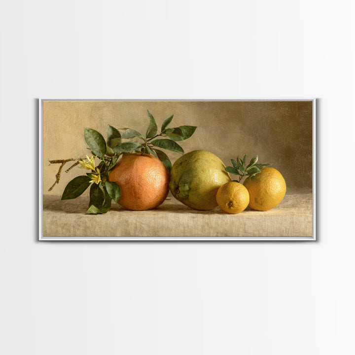 Outdoor Citrus Still Life Framed Canvas Print, Patio Art, Home Decor, Patio Decor, Fine Art, Outdoor, Floral Wall Art, PAT-2x1-1