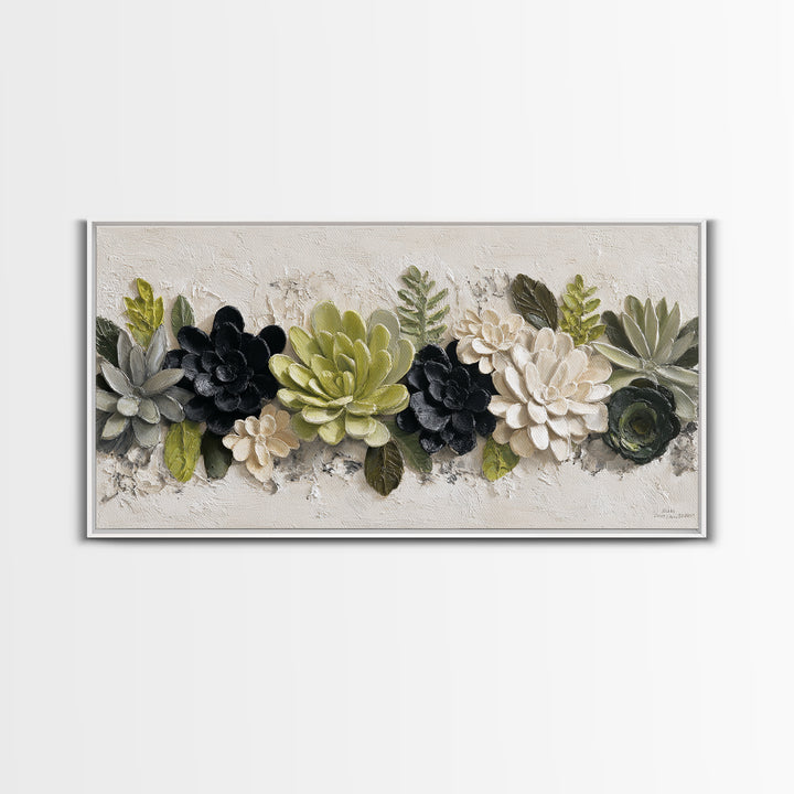 Succulent Collection in Ceramic Planters Canvas Print, Patio Art, Contemporary Art, Patio Decor, Fine Art, Outdoor, Metal Art, PAT-2x1-41