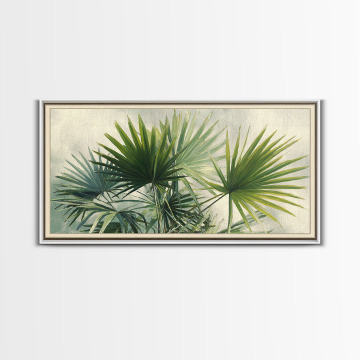 Tropical Palm Fronds Framed Canvas Print, Patio Art, Wall Hanging, Patio Decor, Fine Art, Outdoor, Beach Art, Beach House Decor, PAT-2x1-45