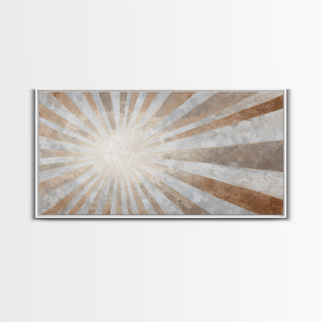 Sun Motif with Warm Terracotta Rays Canvas Print, Patio Art, Room Decor, Patio Decor, Oil Painting, Outdoor, Garden Art, PAT-2x1-62
