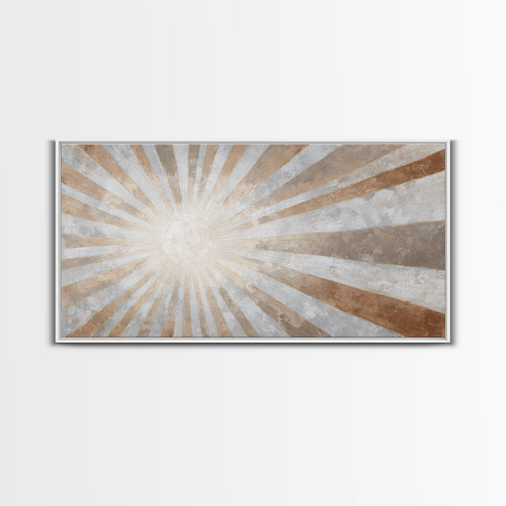 Sun Motif with Warm Terracotta Rays Canvas Print, Patio Art, Room Decor, Patio Decor, Oil Painting, Outdoor, Garden Art, PAT-2x1-62