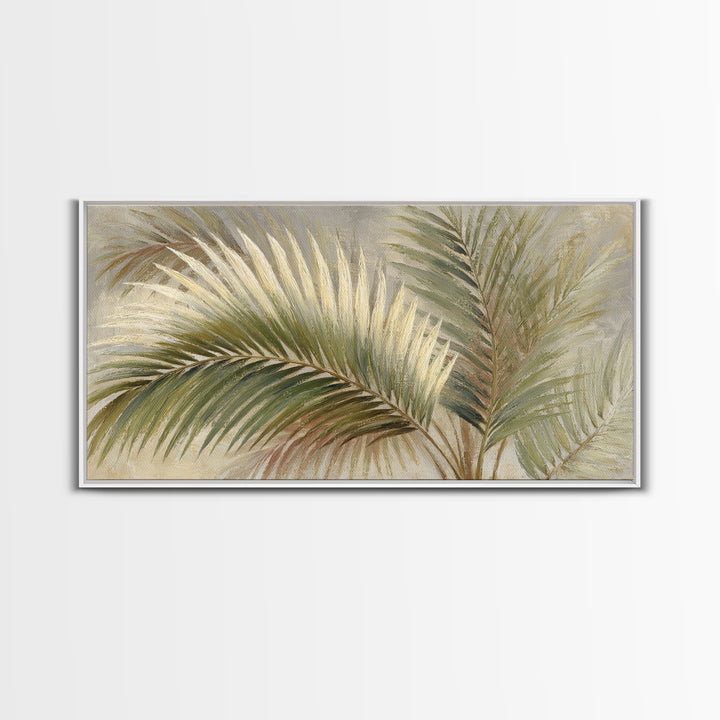 Tropical Palm Fronds Canvas Print, Patio Art, Metal Art, Patio Decor, Outdoor, Patio Cushions, Yard Decor, Mixed Media Art, PAT-2x1-69