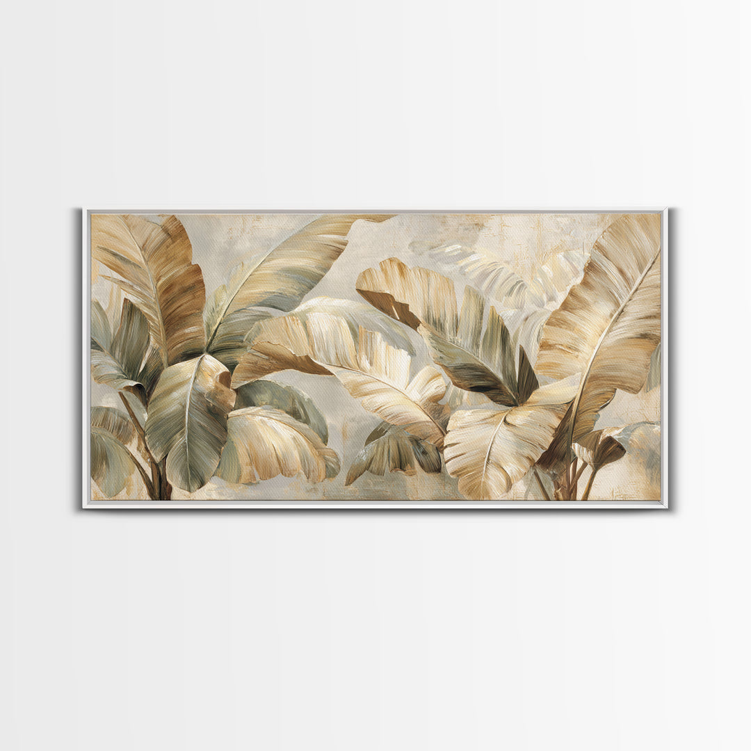 Banana Leaves with Rain Drop Details Framed Canvas Print, Patio Art, Coastal Wall Decor, Patio Decor, Fine Art, Outdoor, PAT-2x1-84