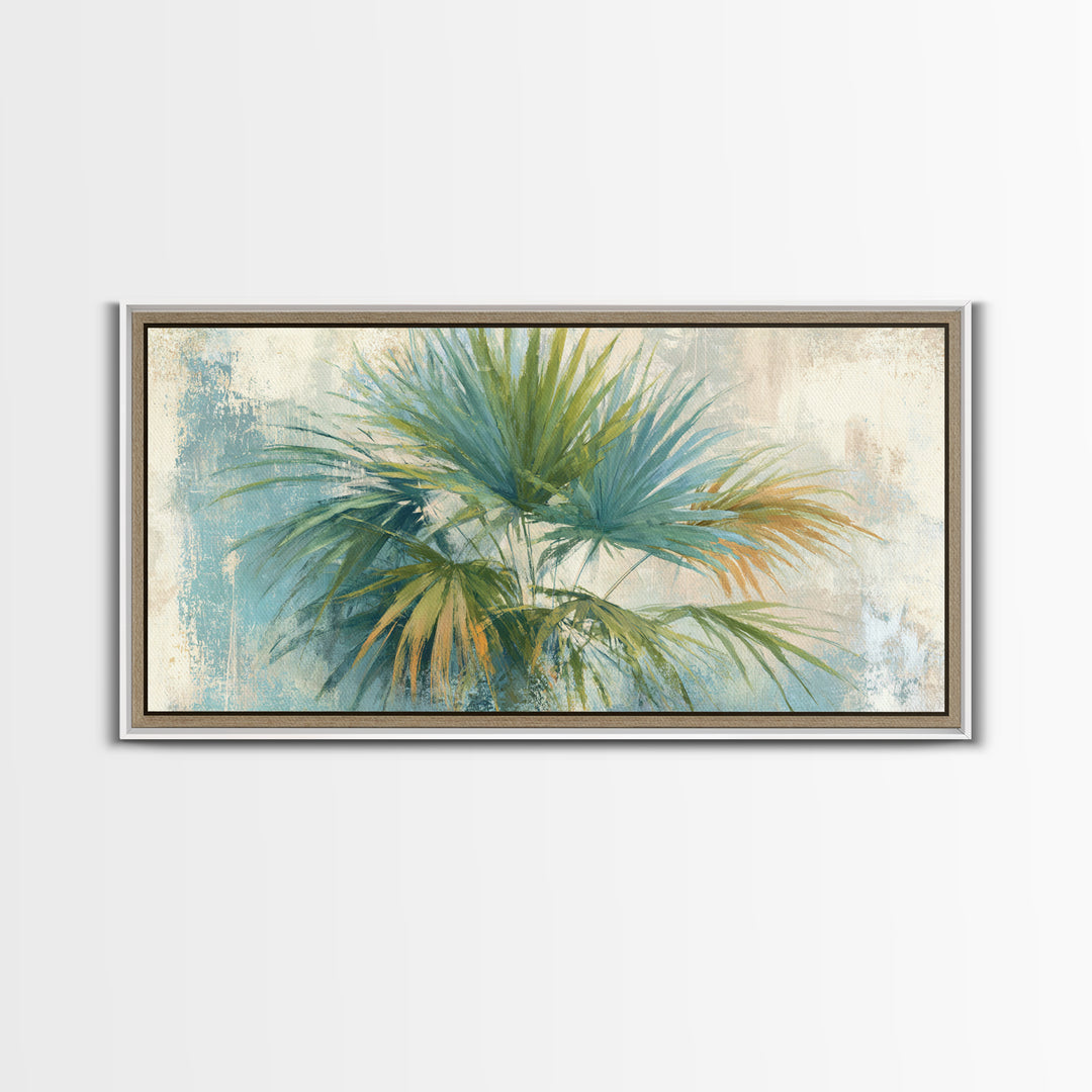 Tropical Palm Fronds Canvas Print, Patio Art, Metal Art, Patio Decor, Outdoor, Patio Cushions, Yard Decor, Mixed Media Art, PAT-2x1-93