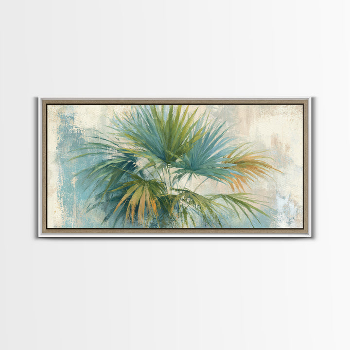 Tropical Palm Fronds Canvas Print, Patio Art, Metal Art, Patio Decor, Outdoor, Patio Cushions, Yard Decor, Mixed Media Art, PAT-2x1-93