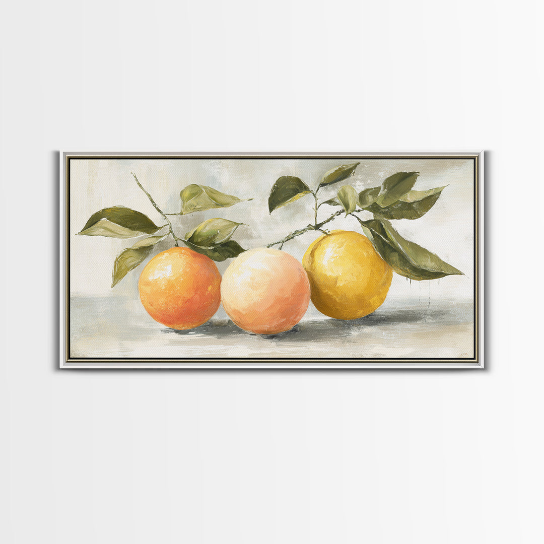 Outdoor Citrus Still Life Framed Canvas Print, Patio Art, Outdoor Wall Decor, Patio Decor, Fine Art, Outdoor, Yard Decor, PAT-2x1-97