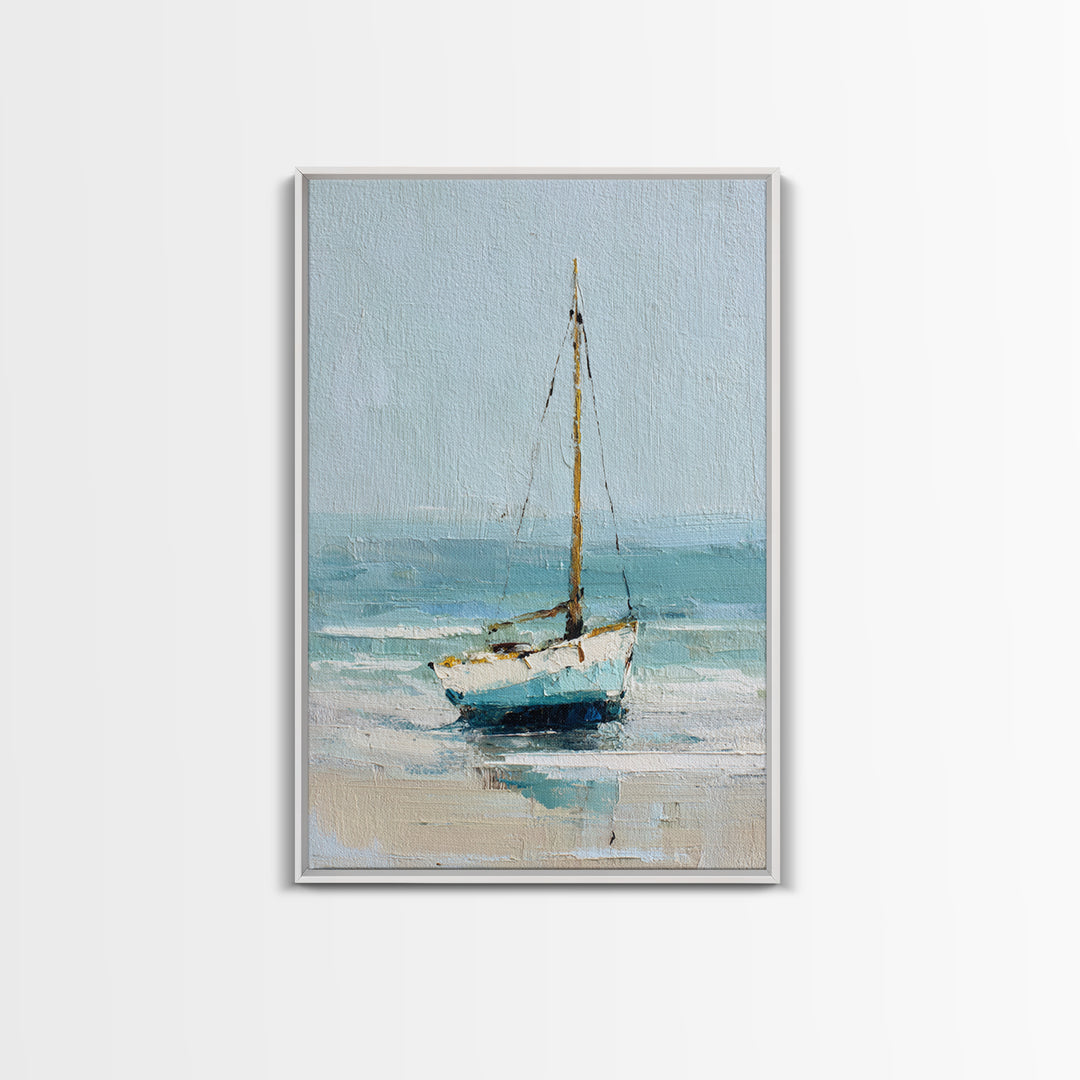 Sailboat on a Breezy Summer Horizon Framed Canvas Print, Patio Art, Wall Art, Patio Decor, Outdoor, Outdoor Wall Decor, PAT-2x3-47