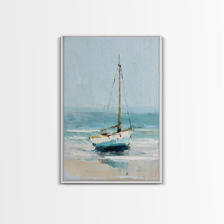Sailboat on a Breezy Summer Horizon Framed Canvas Print, Patio Art, Wall Art, Patio Decor, Outdoor, Outdoor Wall Decor, PAT-2x3-47