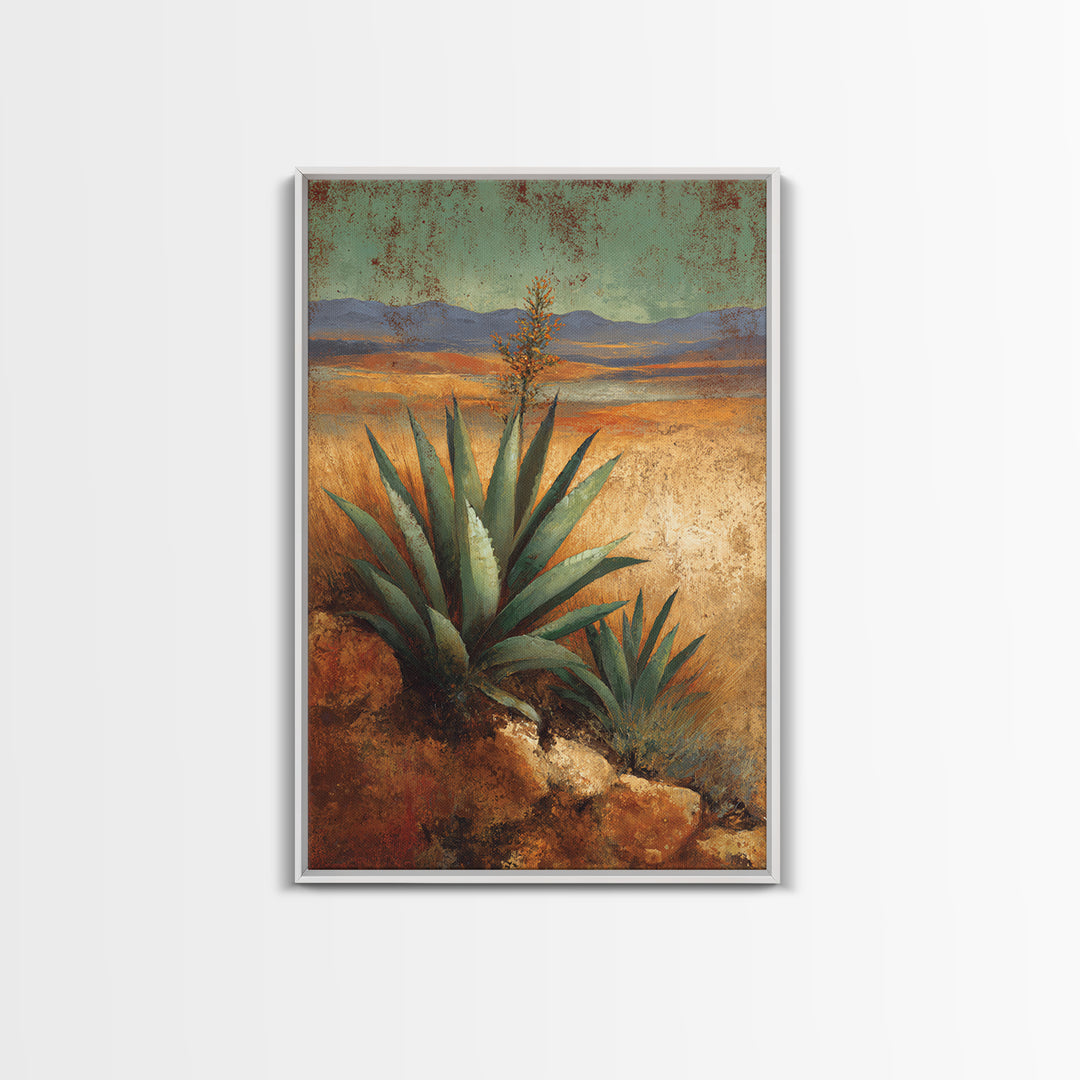Desert Patio Agave and Bougainvillea Canvas Print, Patio Art, Wall Hanging, Patio Decor, Fine Art, Outdoor, Beach Art, PAT-2x3-49