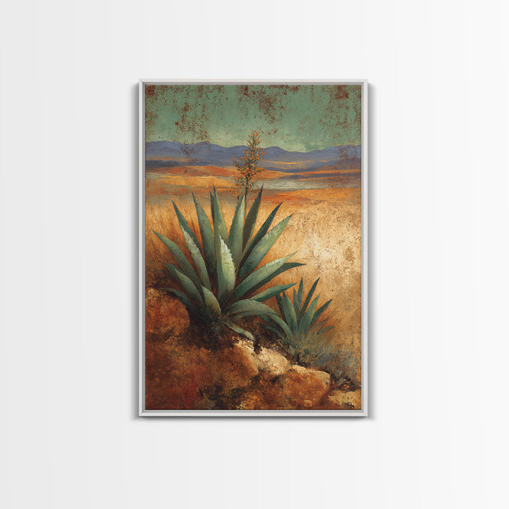 Desert Patio Agave and Bougainvillea Canvas Print, Patio Art, Wall Hanging, Patio Decor, Fine Art, Outdoor, Beach Art, PAT-2x3-49