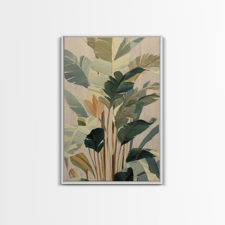 Tropical Palm Fronds Canvas Print, Patio Art, Floral Wall Art, Patio Decor, Oil Painting, Outdoor, Mixed Media Art, PAT-2x3-57