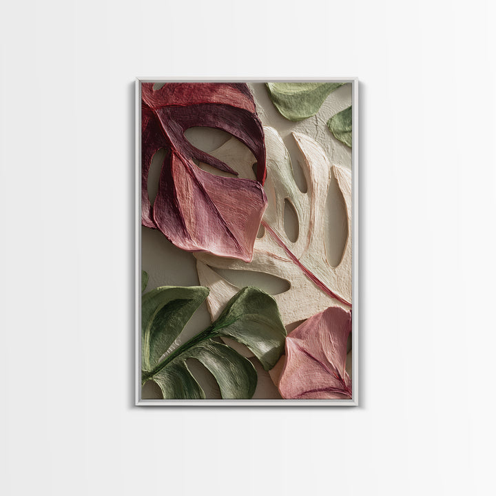 Bold Botanical Monstera Leaf Composition Canvas Print, Patio Art, Wall Hanging, Patio Decor, Fine Art, Outdoor, Beach Art, PAT-2x3-86