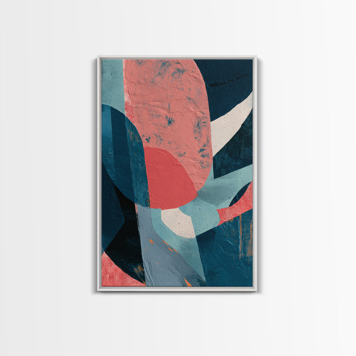 Bright Coral and Turquoise Abstract for Outdoors Framed Canvas Print, Patio Art, Gallery Decor, Patio Decor, Fine Art, Outdoor, PAT-2x3-92