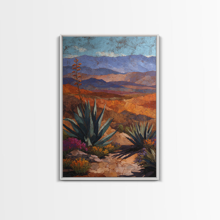 Desert Patio Agave and Bougainvillea Framed Canvas Print, Patio Art, Metal Art, Patio Decor, Fine Art, Outdoor, Patio Cushions, PAT-2x3-97