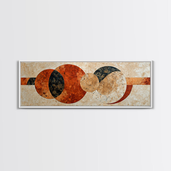 Sun Motif with Warm Terracotta Rays Framed Canvas Print, Patio Art, Home Decor, Patio Decor, Fine Art, Outdoor, Floral Wall Art, PAT-3x1-10