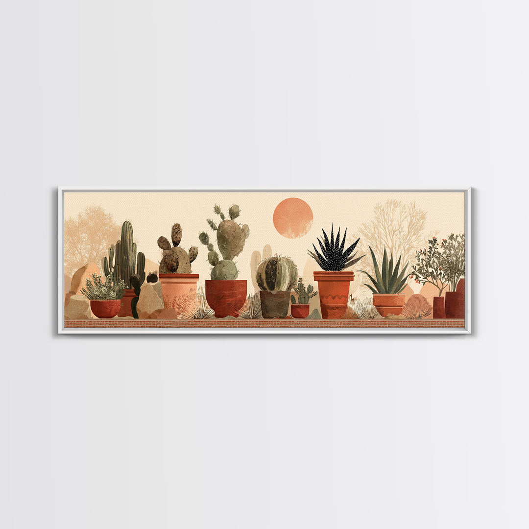 Cactus and Agave Canvas Print, Patio Art, Mixed Media Art, Patio Decor, Fine Art, Outdoor, Art Print, Room Decor, PAT-3x1-20