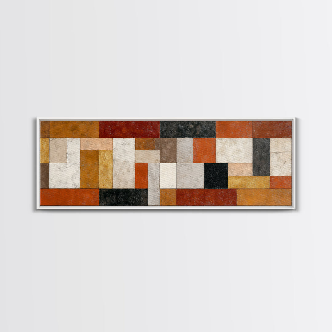 Warm Geometric Tile Pattern Canvas Print, Patio Art, Gallery Decor, Patio Decor, Fine Art, Outdoor, Contemporary Art, PAT-3x1-40