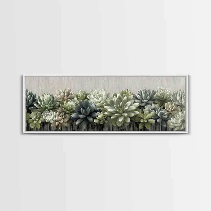 Succulent Collection in Ceramic Planters Canvas Print, Patio Art, Floral Art, Patio Decor, Oil Painting, Outdoor, PAT-3x1-85