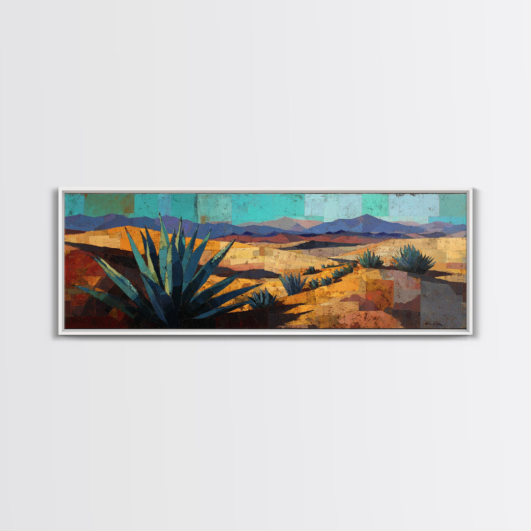 Desert Patio Agave and Bougainvillea Framed Canvas Print, Patio Art, Western Decor, Patio Decor, Fine Art, Outdoor, Floral Art, PAT-3x1-9