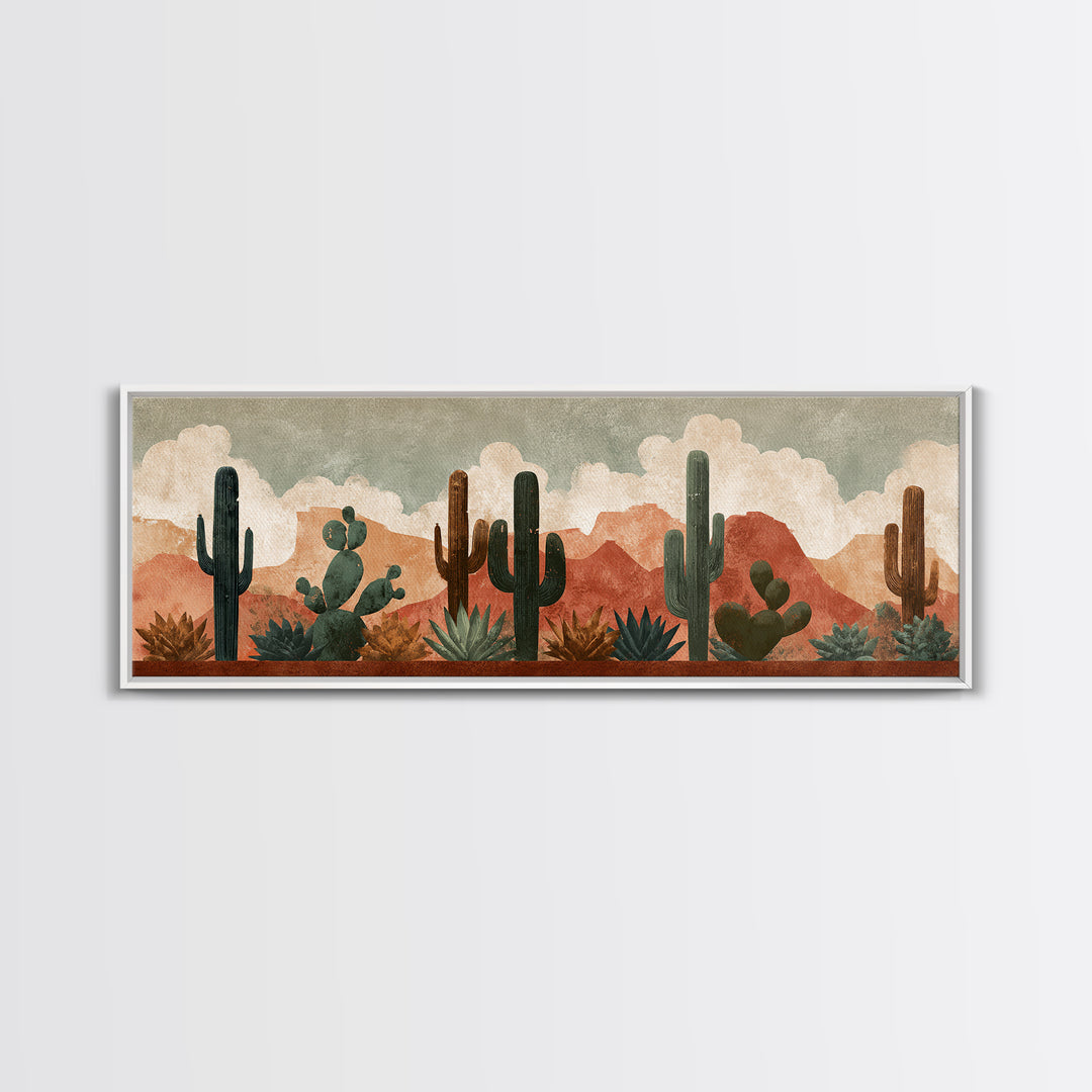 Cactus and Agave Canvas Print, Patio Art, Metal Wall Art, Patio Decor, Oil Painting, Outdoor, Coastal Wall Decor, Beach Art, PAT-3x1-92