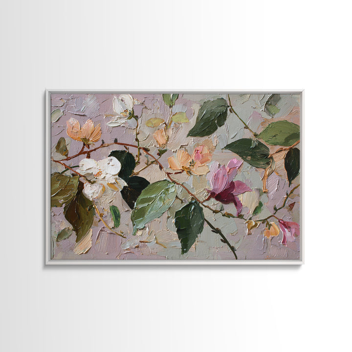 Sunset over Garden Flowers and Vines Framed Canvas Print, Patio Art, Art Print, Patio Decor, Fine Art, Outdoor, Garden Decor, PAT-3x2-59