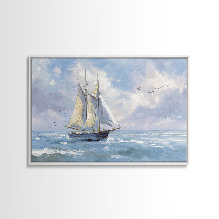 Sailboat on a Breezy Summer Horizon Canvas Print, Patio Art, Textured Painting, Patio Decor, Outdoor, Outdoor Wall Art, PAT-3x2-67