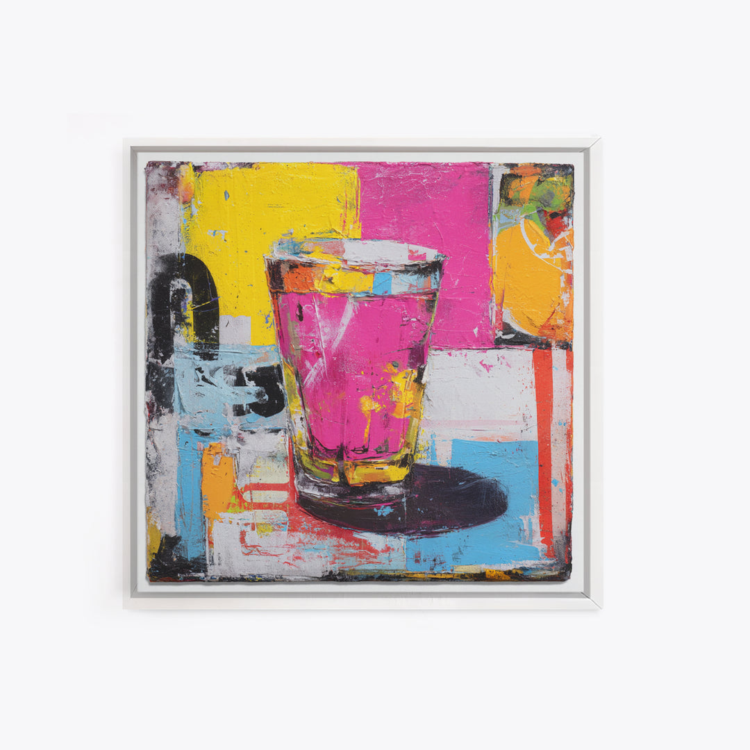 Milkshake Glass with Retro Diner Palette Framed Canvas Print, Pop Art, Art Print, Living Room Decor, Pop, Custom Portrait, POP-1x1-40