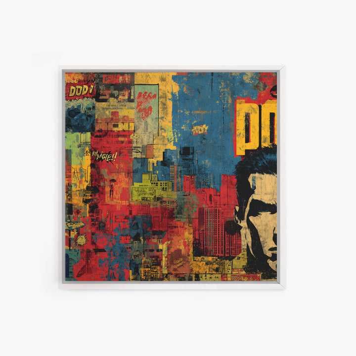Comic Book City Skyline Canvas Print, Pop Art, 3d Art, Living Room Decor, Abstract Art, Pop, Textured Painting, POP-1x1-5