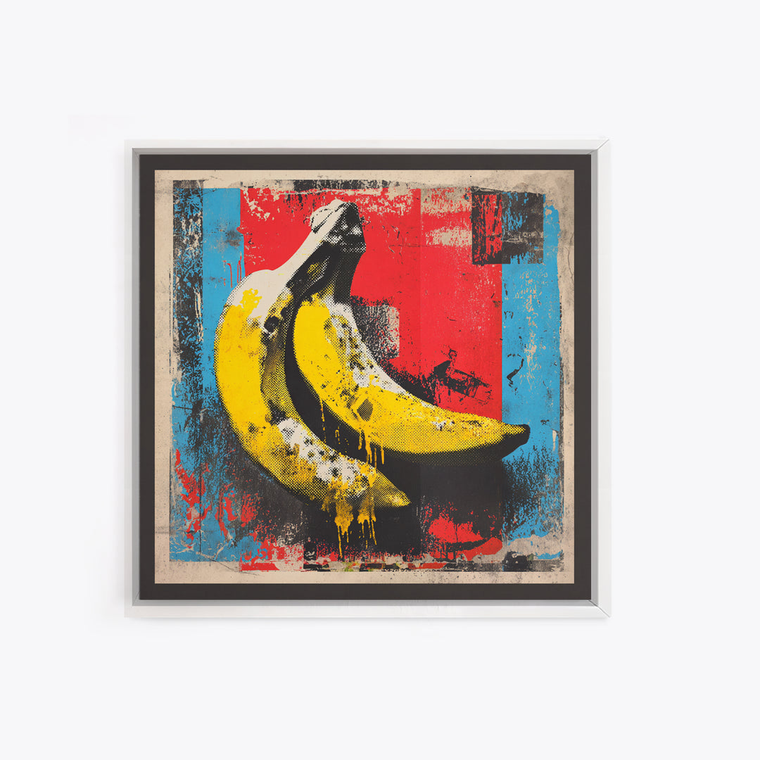 Bright Banana Still Life Framed Canvas Print, Pop Art, Eclectic Home Decor, Living Room Decor, Fine Art, Pop, Minimalist Decor, POP-1x1-74
