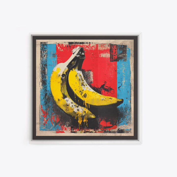 Bright Banana Still Life Framed Canvas Print, Pop Art, Eclectic Home Decor, Living Room Decor, Fine Art, Pop, Minimalist Decor, POP-1x1-74