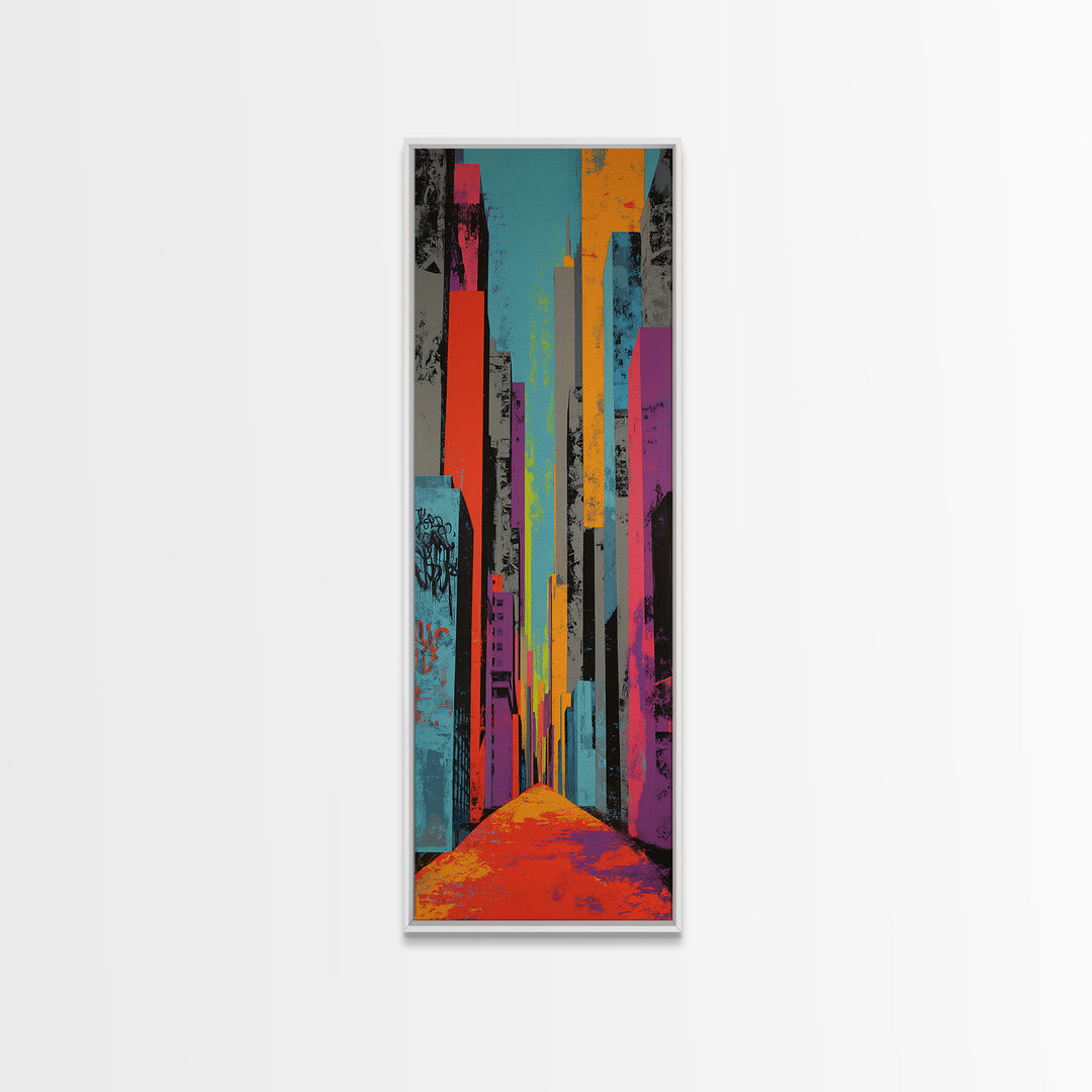 Comic Book City Skyline Canvas Print, Pop Art, Modern Art, Living Room Decor, Abstract Art, Pop, Modern Decor, Fine Art Print, POP-1x3-89
