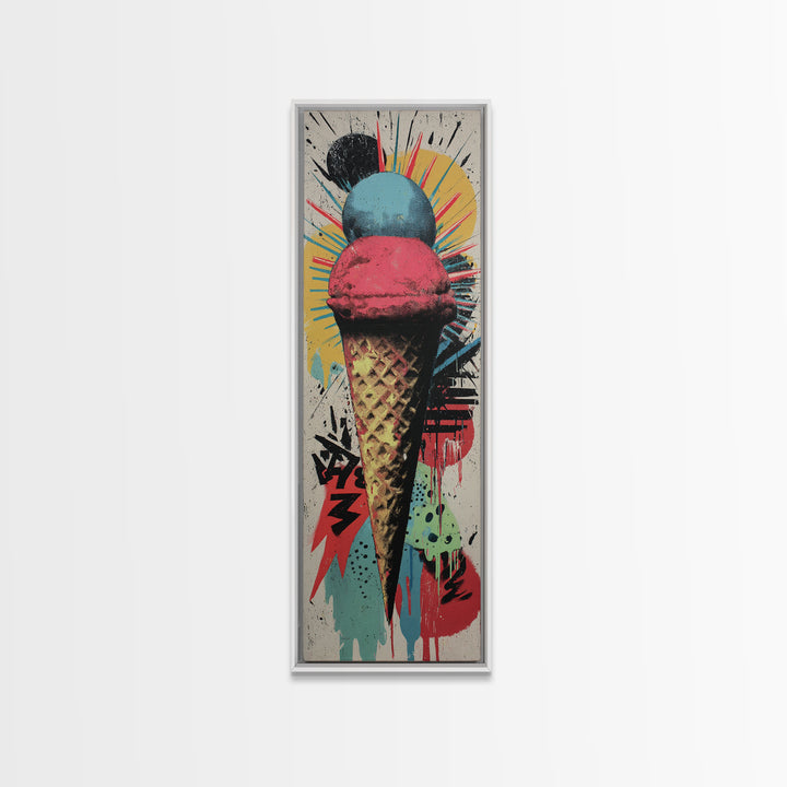 Ice Cream Cone Canvas Print, Pop Art, Art Print, Living Room Decor, Oil Painting, Pop, Custom Portrait, Pet Portrait, POP-1x3-90