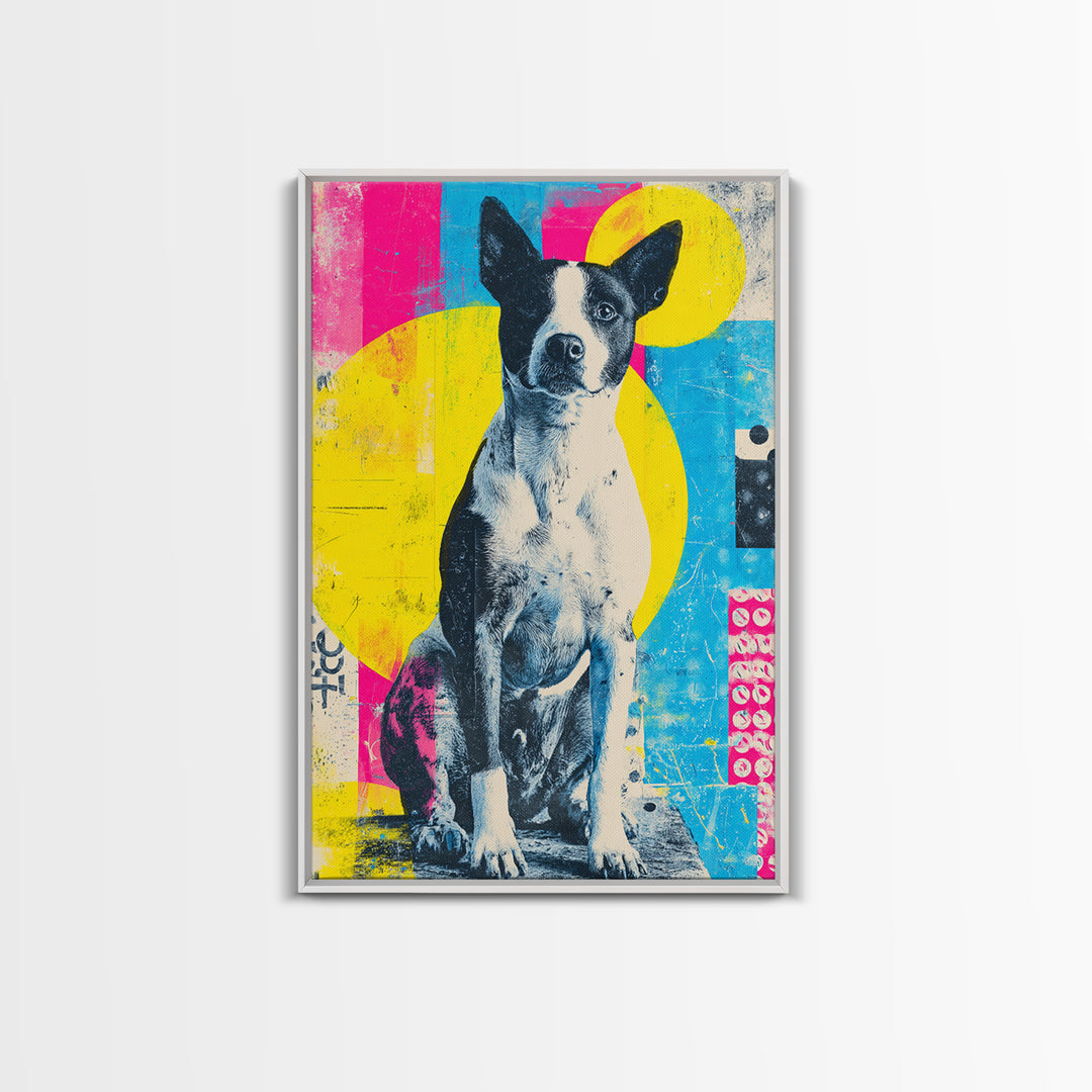 Pop Art Dog Portrait Framed Canvas Print, Pop Art, Wall Decor, Living Room Decor, Pop, Apartment Decor, Dopamine Decor, POP-2x3-63