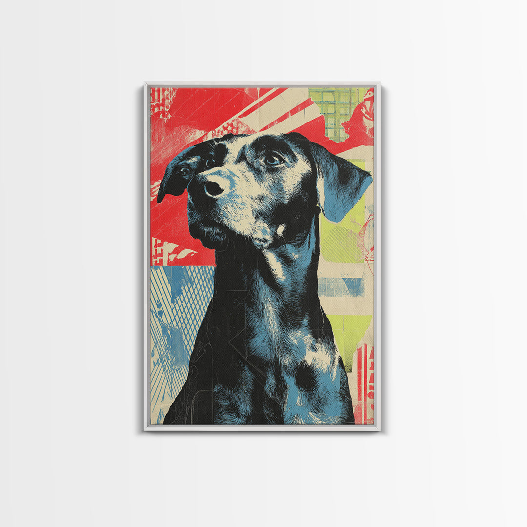 Pop Art Dog Portrait Framed Canvas Print, Pop Art, Bedroom Decor, Living Room Decor, Fine Art, Pop, 3d Art, Graffiti Art, POP-2x3-87