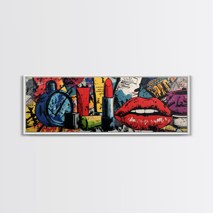 Lipstick and Perfume Fashion Still Life Canvas Print, Pop Art, Eclectic Home Decor, Living Room Decor, Fine Art, Pop, POP-3x1-36