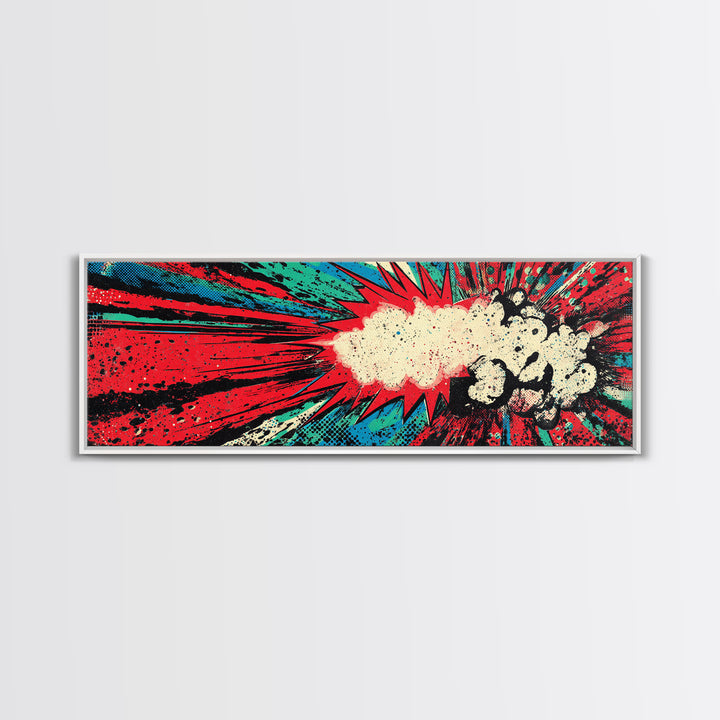 Exploding Starburst Shapes Without Text Framed Canvas Print, Pop Art, Portrait, Living Room Decor, Fine Art, Pop, Graffiti Art, POP-3x1-74
