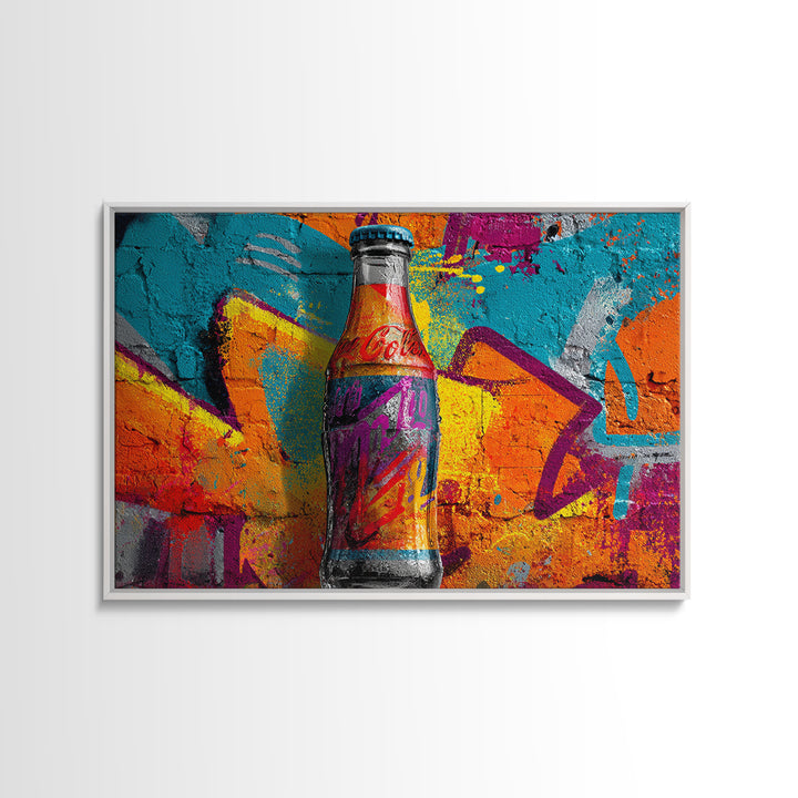 Retro Soda Bottle Framed Canvas Print, Pop Art, Art, Living Room Decor, Abstract Art, Pop, Bedroom Decor, Portrait, POP-3x2-55