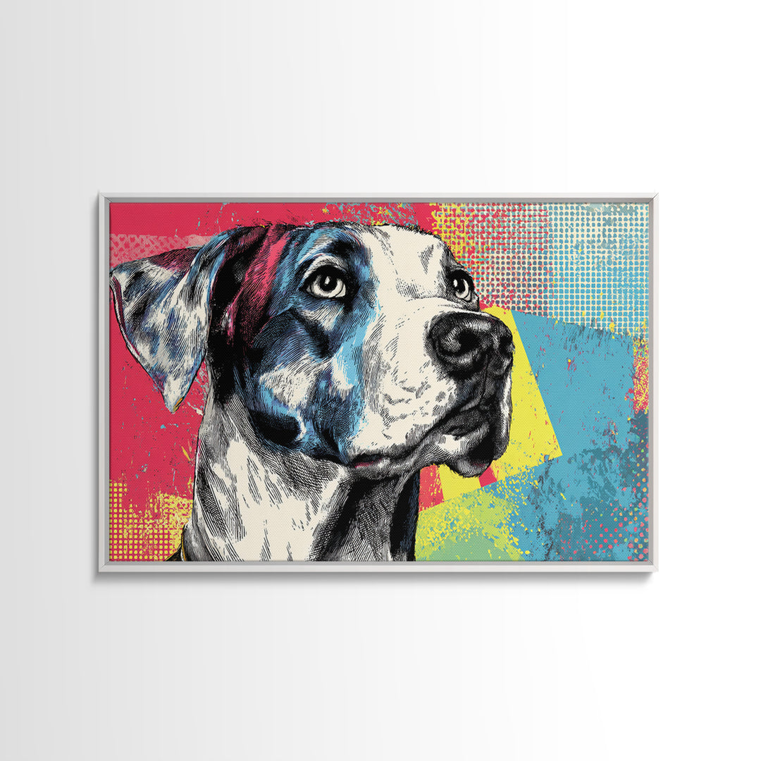 Pop Art Dog Portrait Framed Canvas Print, Pop Art, Art Print, Living Room Decor, Fine Art, Pop, Custom Portrait, Pet Portrait, POP-3x2-59