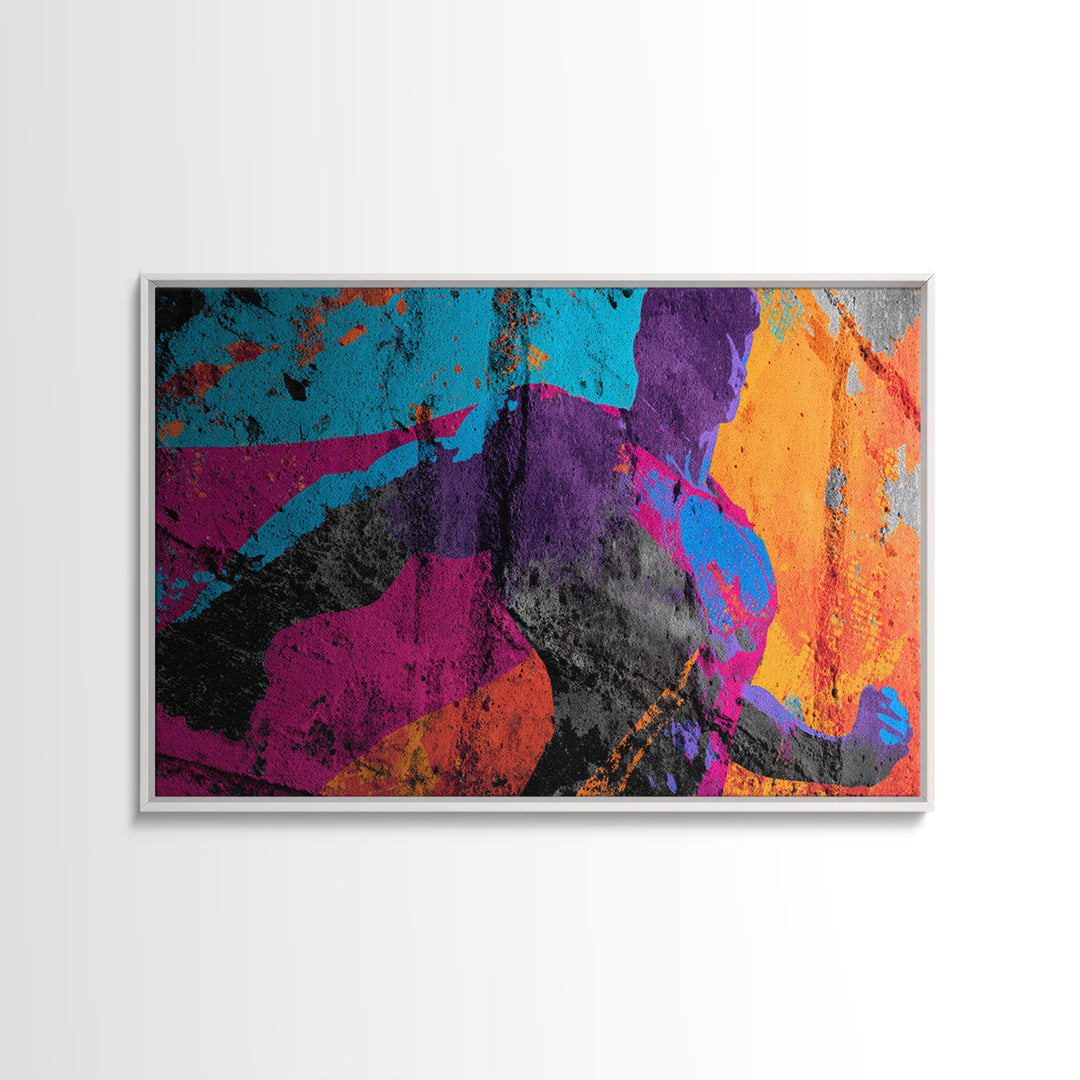 Superhero Silhouette in Dynamic Color Fields Canvas Print, Pop Art, Textured Painting, Living Room Decor, Abstract Art, Pop, POP-3x2-67