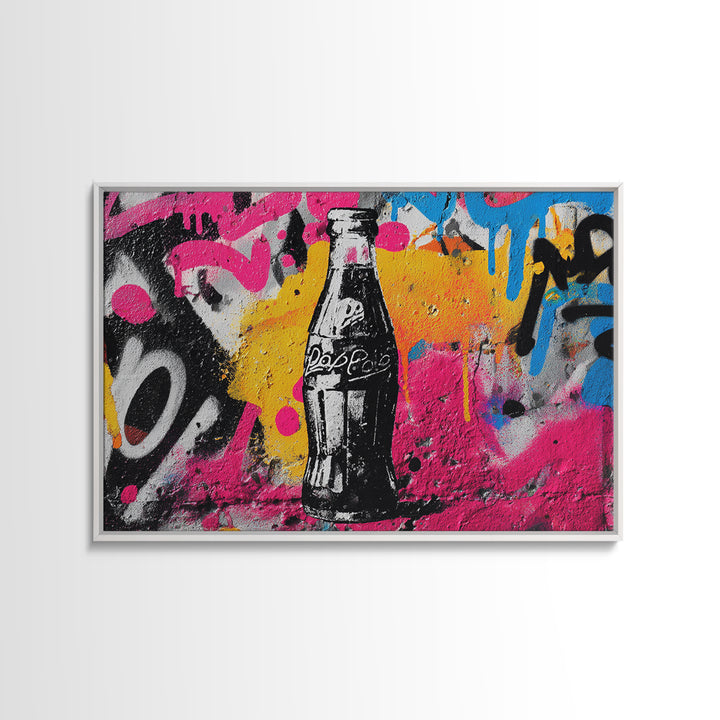Retro Soda Bottle Framed Canvas Print, Pop Art, Home Decor, Living Room Decor, Fine Art, Pop, Canvas Wall Art, Abstract Art, POP-3x2-7