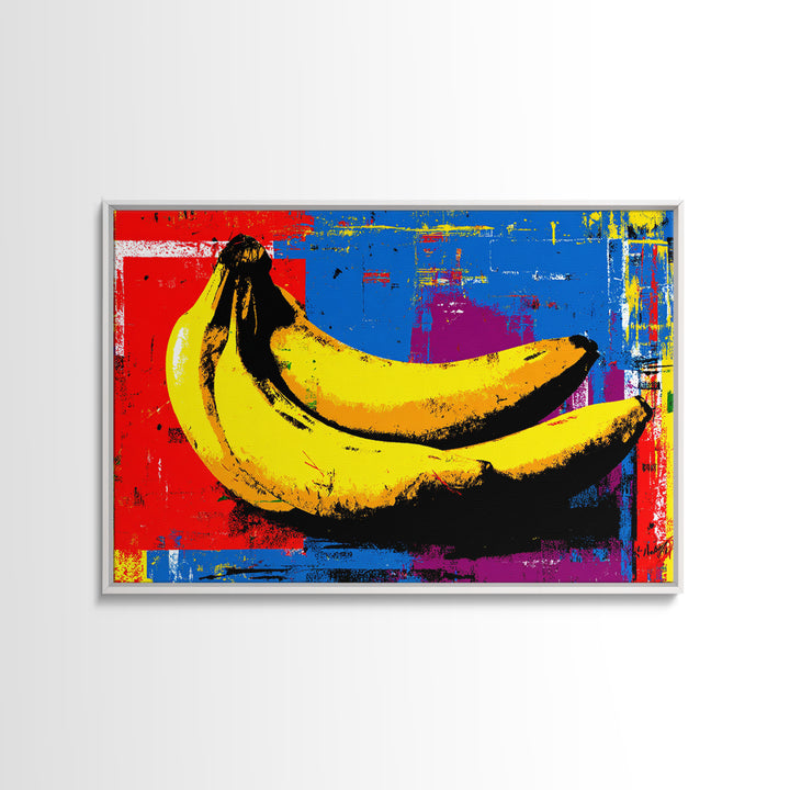 Bright Banana Still Life Framed Canvas Print, Pop Art, Canvas Painting, Living Room Decor, Fine Art, Pop, Statement Artwork, POP-3x2-78